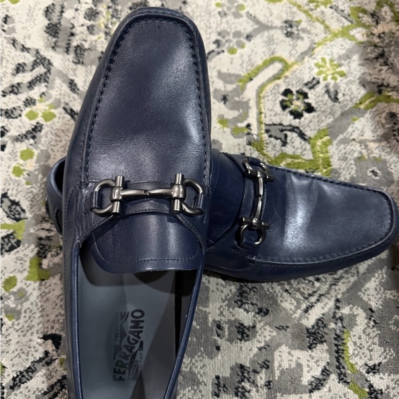 Salvatore Ferragamo Dark Blue Leather Loafers main image 4